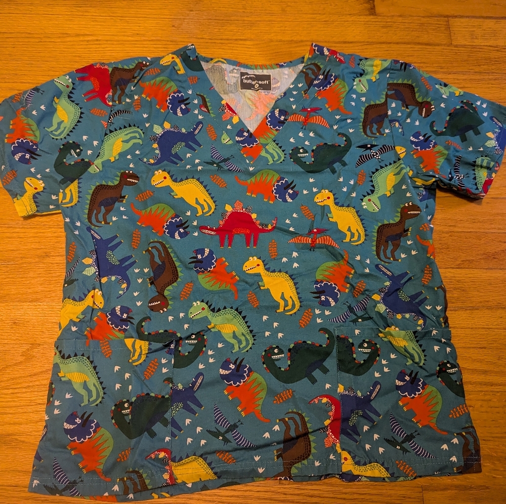 Dinosaur scrub top Butter-soft by Uniform Advantage size medium